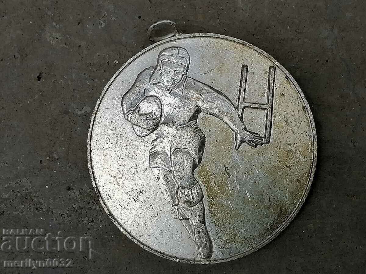 Insigna Federația Bulgară de Rugby medalie placată cu argint