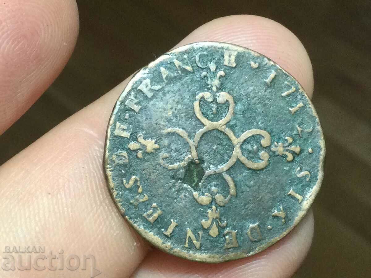 France 6 deniers 1712 & Louis XIV the Sun King with price 140.00 BGN | € 71.58 France 6 deniers 1712 & Louis XIV the Sun King with price 140.00 BGN | € 71.58