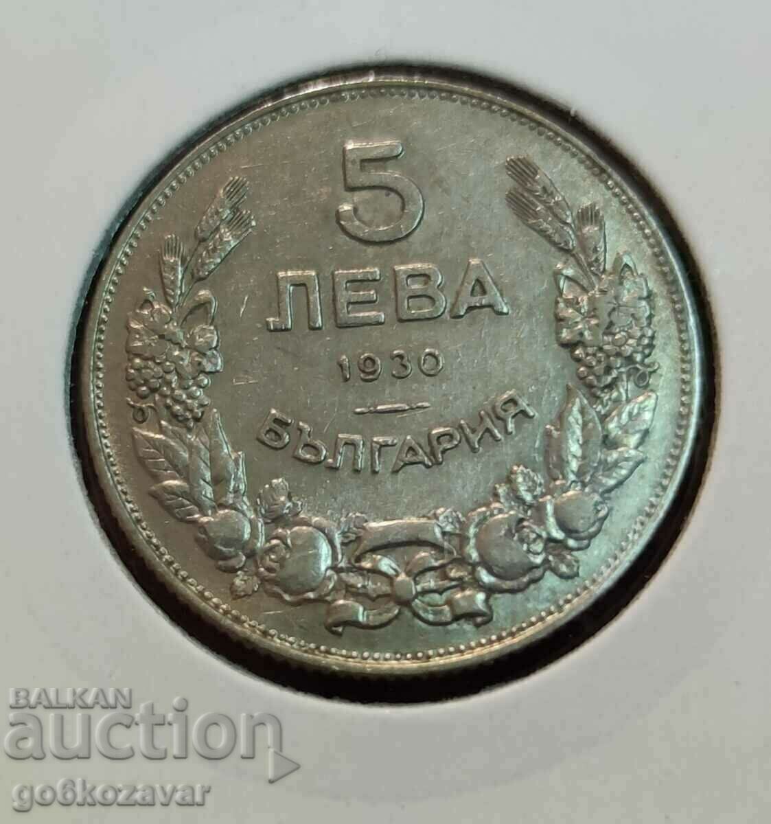 Bulgaria 5 leva 1930 Relief lucios!