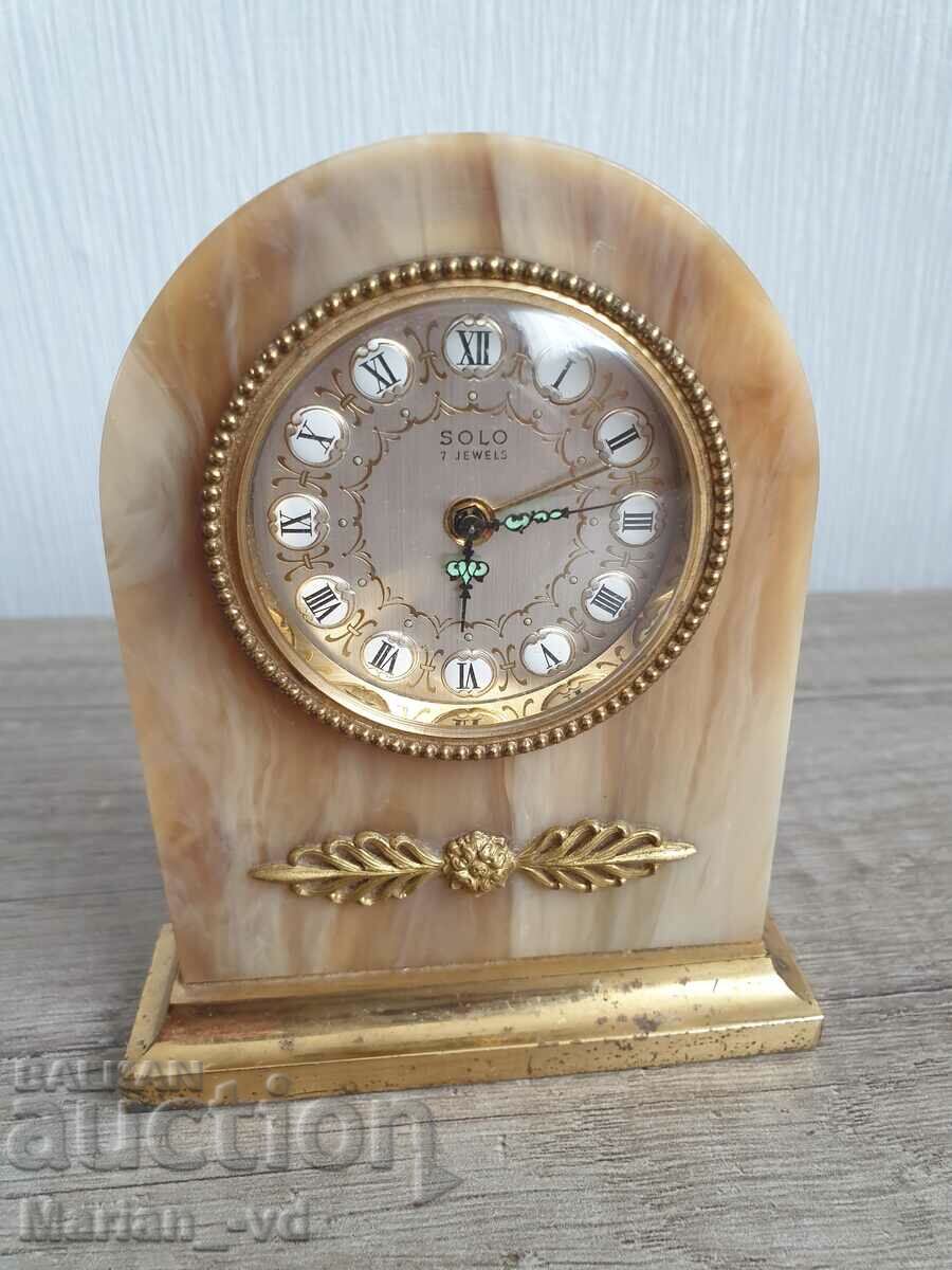 Old marble desk alarm clock SOLO 7 jewels