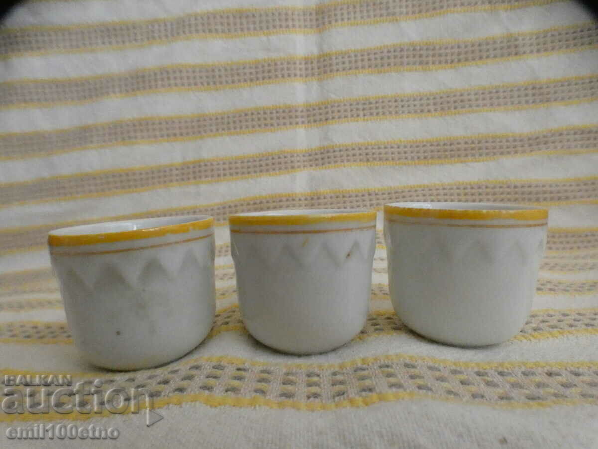 Small cups with handles 3 pieces - very old Bulgarian porcelain with price 9.00 BGN | € 4.60 Small cups with handles 3 pieces - very old Bulgarian porcelain with price 9.00 BGN | € 4.60