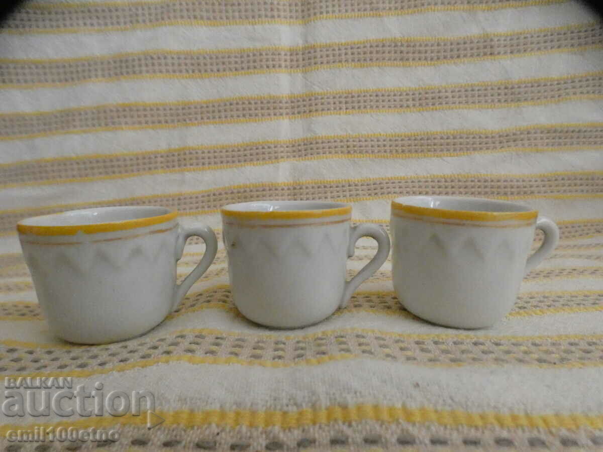Auction Small cups with handles 3 pieces - very old Bulgarian porcelain Auction Small cups with handles 3 pieces - very old Bulgarian porcelain