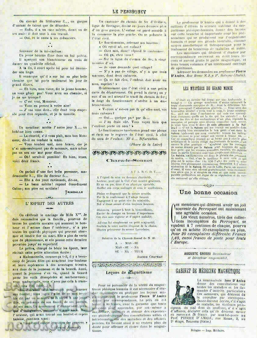 Licitație Ziar: LA PERROQUET - Ziar vechi de 126 de ani!