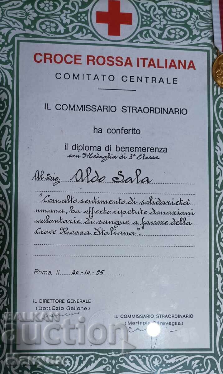 Аукцион Медал"Червен кръст" Италия IIIст.с докум.и миниатюра. Аукцион Медал"Червен кръст" Италия IIIст.с докум.и миниатюра.