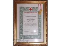 Medal "Red Cross" Italy III century with document and miniature.