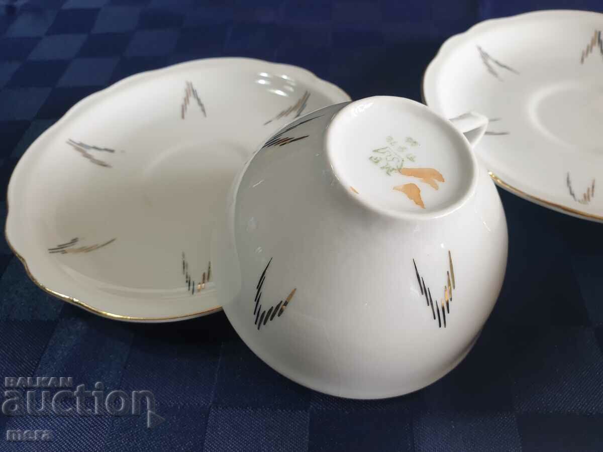 Licitație Set triplu din portelan pentru cafea, ceai