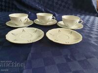 Porcelain triple set for coffee, tea