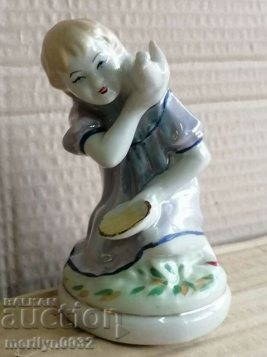 Figure girl feeds pigeon plastic statuette porcelain USSR Figure girl feeds pigeon plastic statuette porcelain USSR