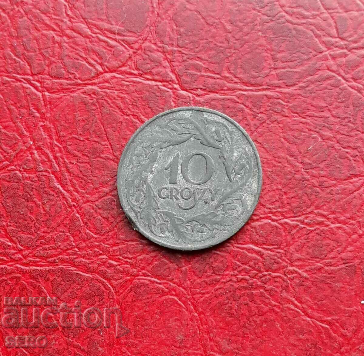 Polonia-10 groszy 1923/bancata 1939/