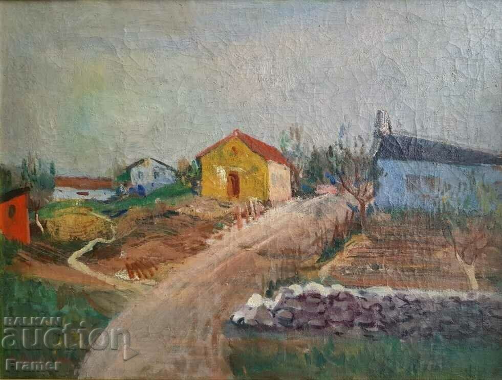 TSVYATKO DYMCHEWSKI 1909 - 1991 Country yard Beautiful Landscape oil with price 1650.00 BGN | € 843.63 TSVYATKO DYMCHEWSKI 1909 - 1991 Country yard Beautiful Landscape oil with price 1650.00 BGN | € 843.63