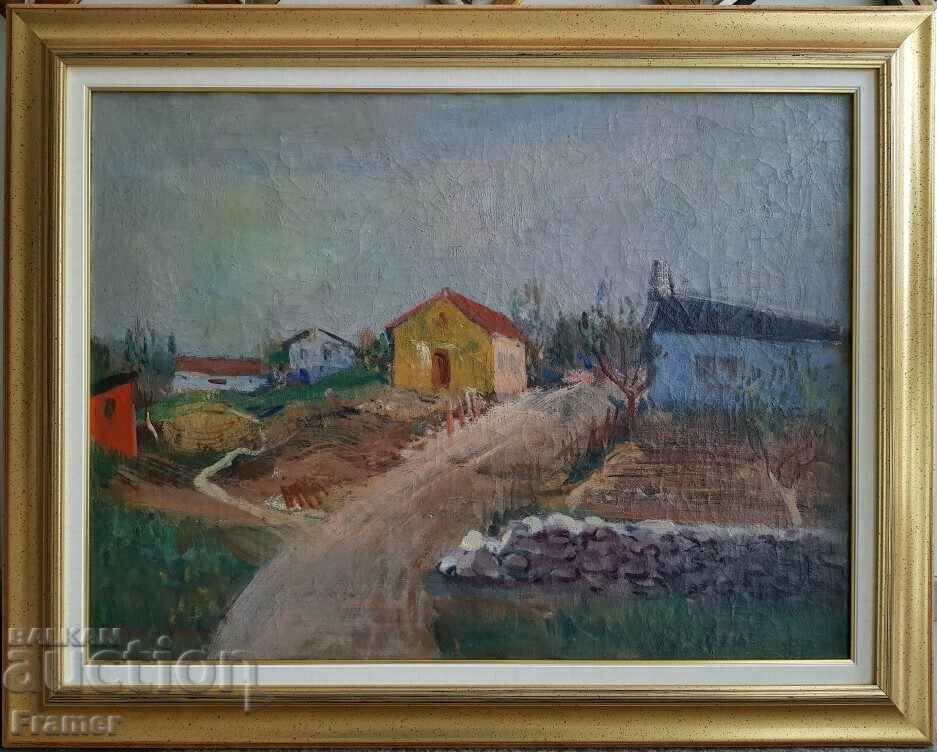 TSVYATKO DYMCHEWSKI 1909 - 1991 Country yard Beautiful Landscape oil