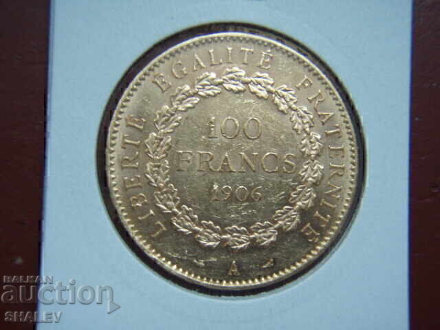 100 franci 1906 A Franța (100 franci Franța) - AU (aur) cu preț € 4179.89 | 8175.18 BGN 100 franci 1906 A Franța (100 franci Franța) - AU (aur) cu preț € 4179.89 | 8175.18 BGN