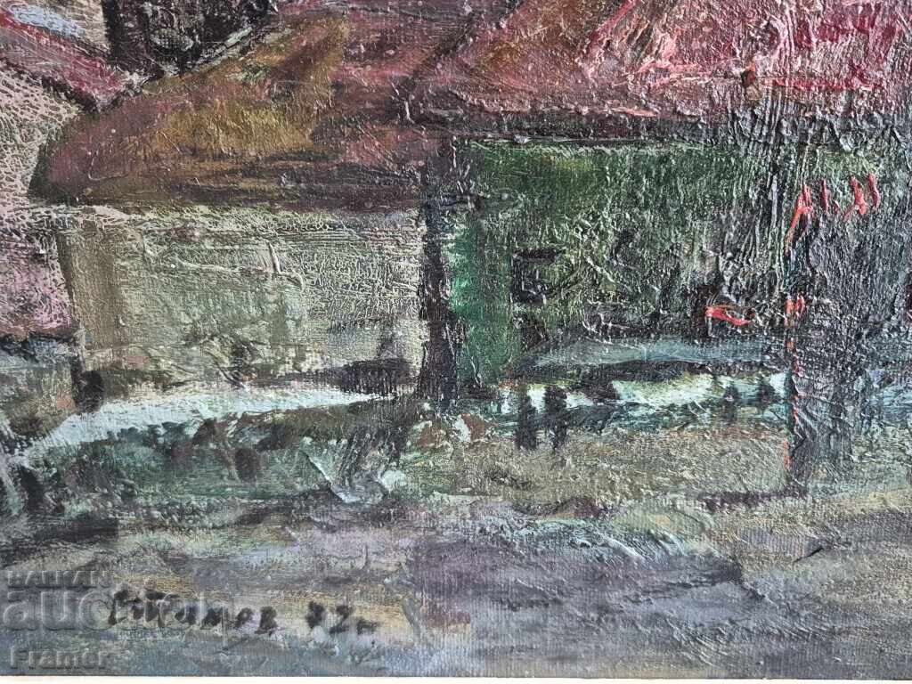 Auction Evgeni Tomov 1934 - 2006 Old Sofia 1972 large landscape oil Auction Evgeni Tomov 1934 - 2006 Old Sofia 1972 large landscape oil