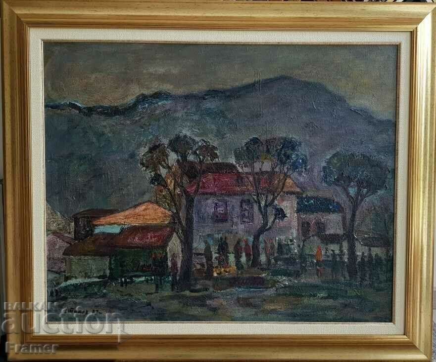 Evgeni Tomov 1934 - 2006 old Sofia 1972 landscape oil