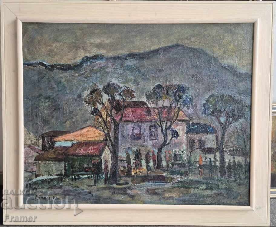 Evgeni Tomov 1934 - 2006 Old Sofia 1972 large landscape oil Evgeni Tomov 1934 - 2006 Old Sofia 1972 large landscape oil