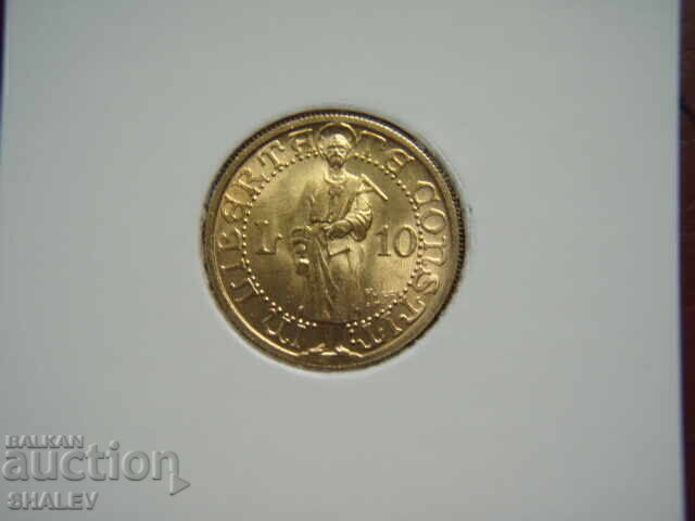 Аукцион 10 Lire 1925 San Marino (10 лири Сан Марино)- AU/Unc (злато)