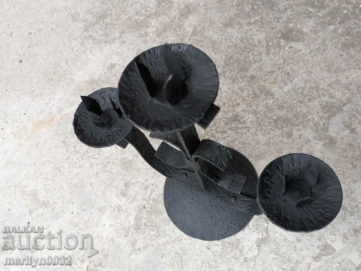 Auction Old forged candlestick, candle, candelabra Auction Old forged candlestick, candle, candelabra