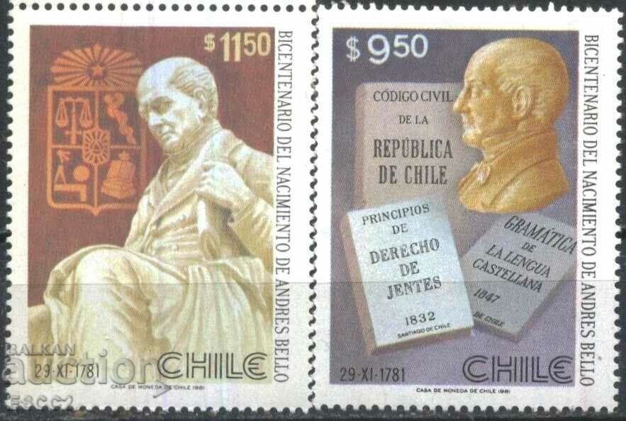 Pure stamps Andres Bello 1981 from Chile