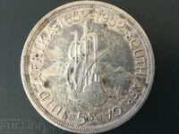 South Africa 5 Shillings 1952 George VI Ship Jubilee Silver