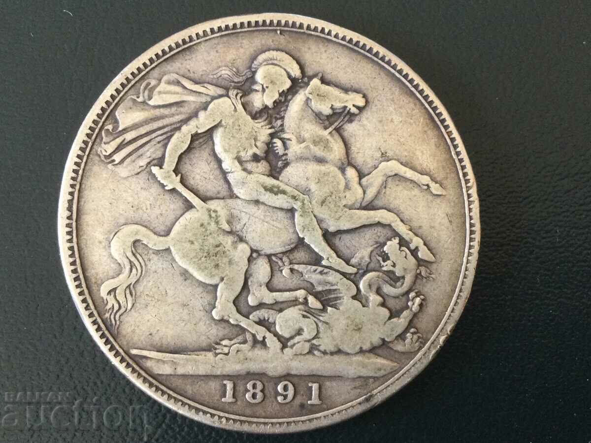 Marea Britanie 1 Coroană 1891 Victoria St George Argint
