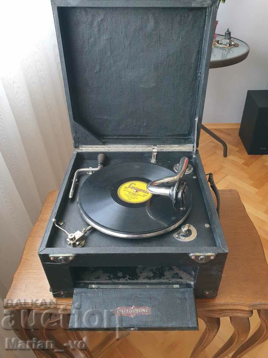 Old English turntable with crank