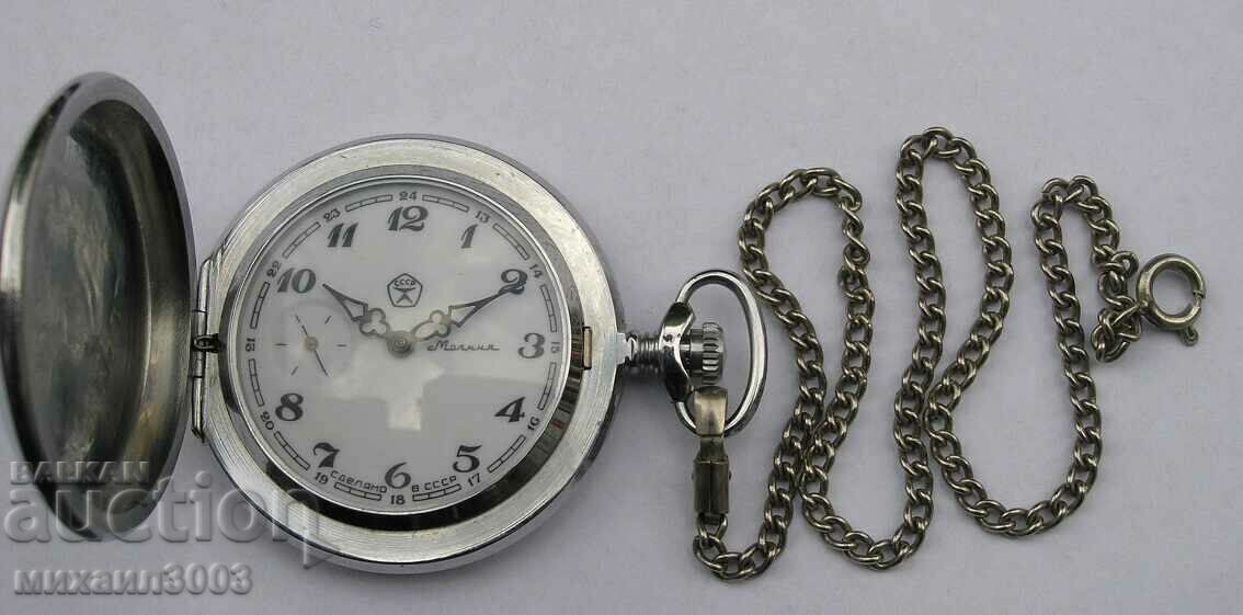 THE SMALL SOVIET POCKET WATCH WITH A CHAIN