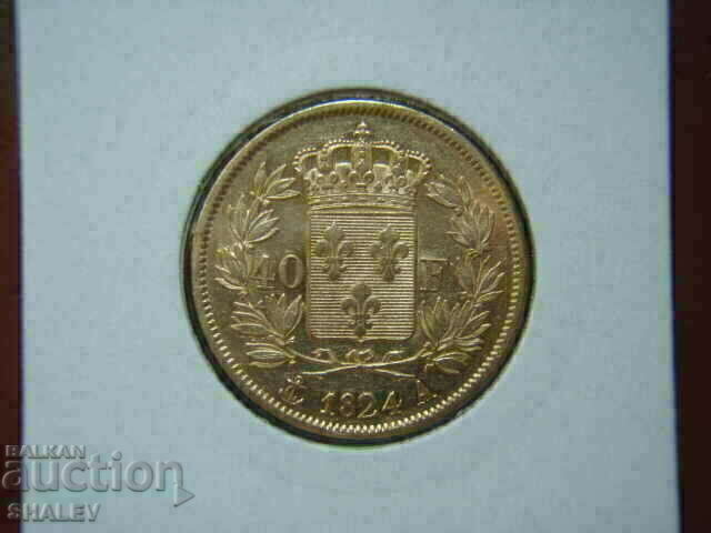 40 franci 1824 A Franța (40 franci Franța) - AU (aur)