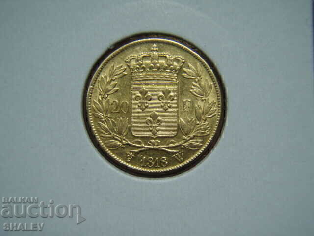 20 Francs 1818 W France (20 франка Франция) - AU (злато)