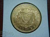 80 Lire 1825 L Sardinia / Italy (Сардиния) - AU (злато)