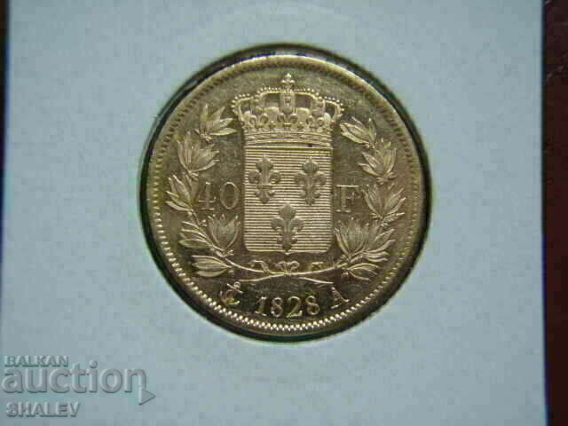 40 franci 1828 A Franța (40 franci Franța) - AU (aur)