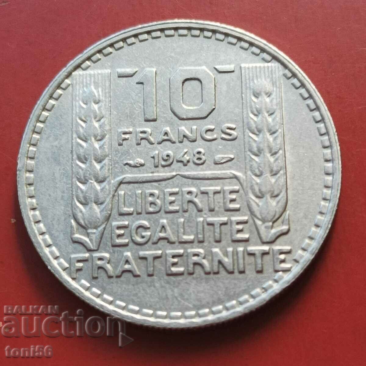 Франция 10 франка 1948 aUNC