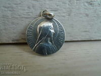 OLD Silver Religious Medal Medallion - Virgin Mary