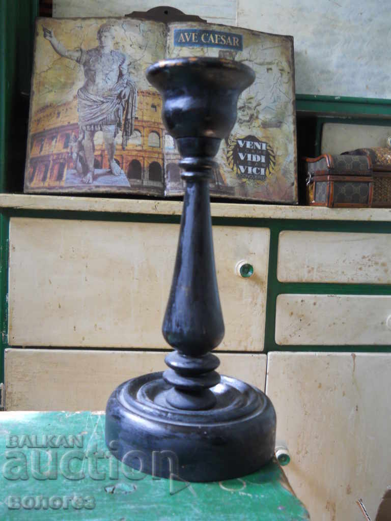 old wooden candle holder
