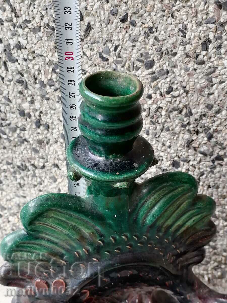Old ceramic candlestick with a figure - 5
