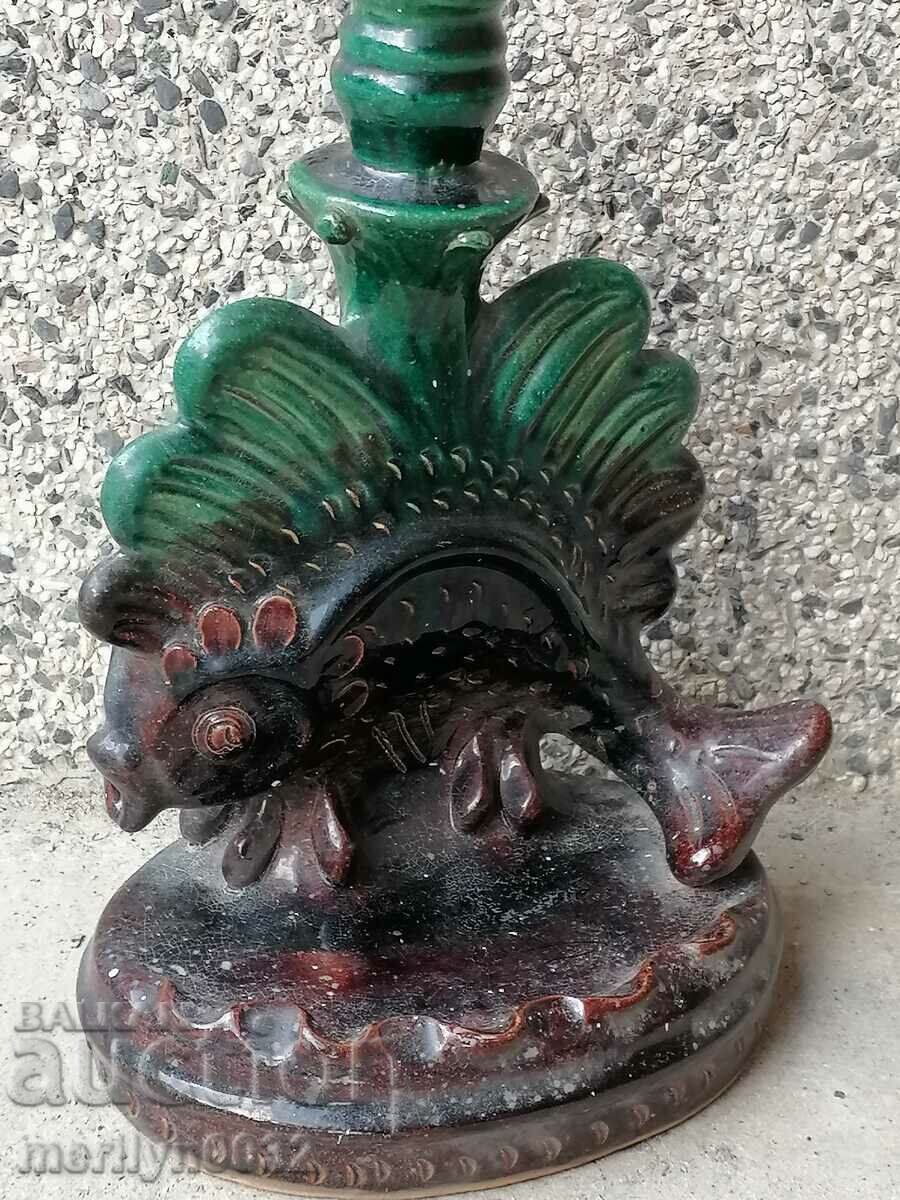 Old ceramic candlestick with a figure - 7