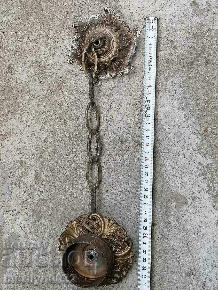 Old bronze lamp holder with rosette from the 40s-50s - 6 Old bronze lamp holder with rosette from the 40s-50s - 6