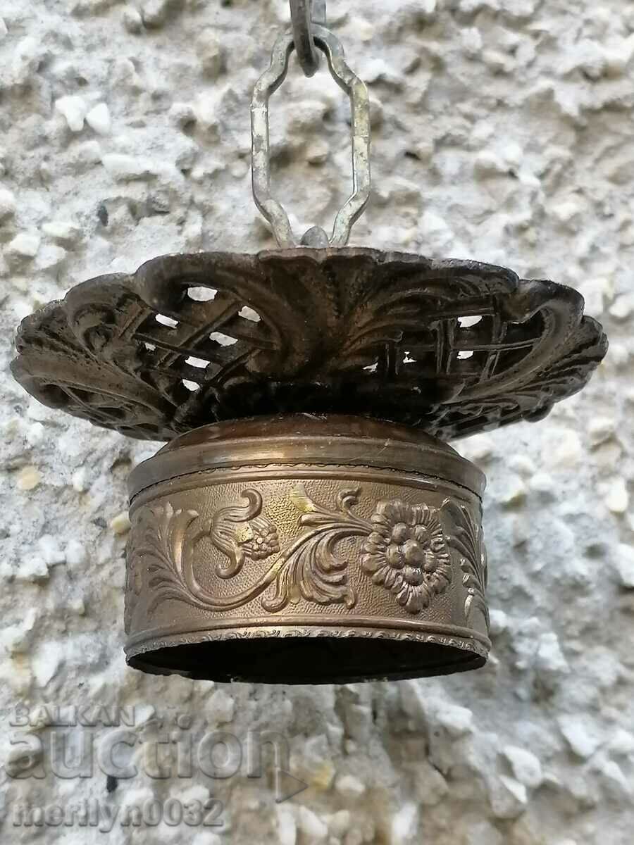 Old bronze lamp holder with rosette from the 40s-50s
