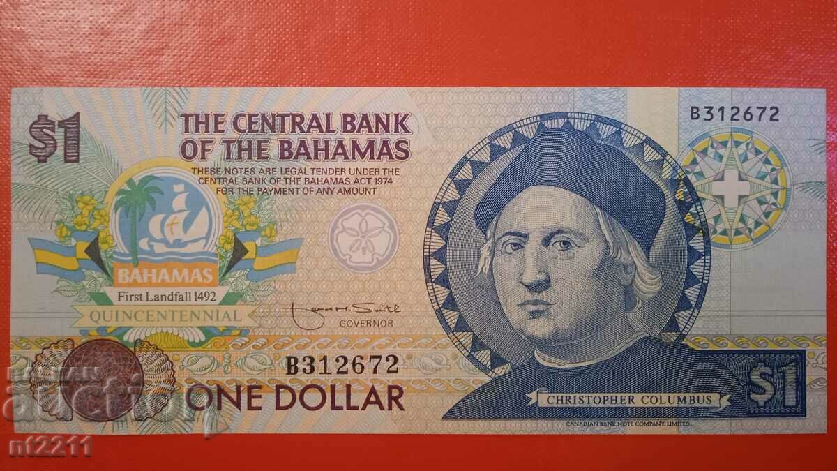 Банкнота 1 долар Бахами 1992г.
