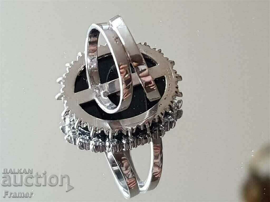 GOLD 18K DIAMONDS DIAMONDS ONYX RING WHITE GOLD - 6 GOLD 18K DIAMONDS DIAMONDS ONYX RING WHITE GOLD - 6