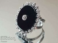 GOLD 18K DIAMONDS DIAMONDS ONYX RING WHITE GOLD