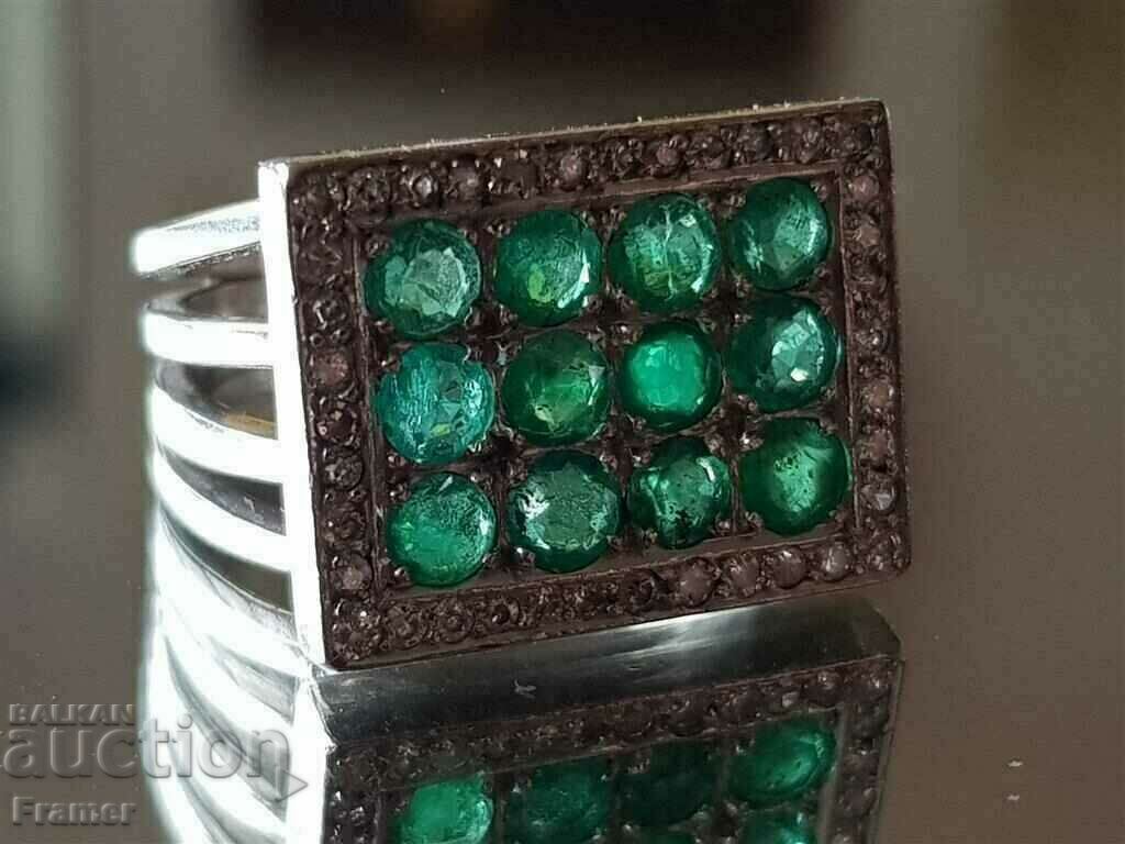 Доставка на ЗЛАТЕН 18 к БРИЛЯНТИ диаманти смарагди пръстен бяло злато Доставка на ЗЛАТЕН 18 к БРИЛЯНТИ диаманти смарагди пръстен бяло злато