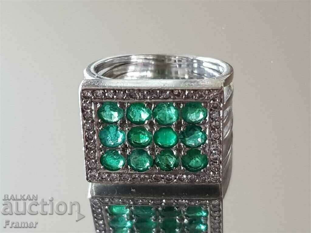 ЗЛАТЕН 18 к БРИЛЯНТИ диаманти смарагди пръстен бяло злато - 5 ЗЛАТЕН 18 к БРИЛЯНТИ диаманти смарагди пръстен бяло злато - 5