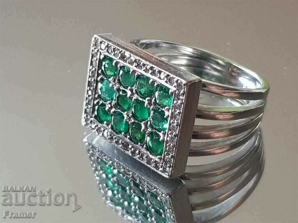 ЗЛАТЕН 18 к БРИЛЯНТИ диаманти смарагди пръстен бяло злато - 6 ЗЛАТЕН 18 к БРИЛЯНТИ диаманти смарагди пръстен бяло злато - 6