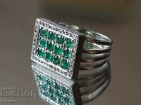 GOLD 18K DIAMONDS DIAMONDS EMERALD RING WHITE GOLD