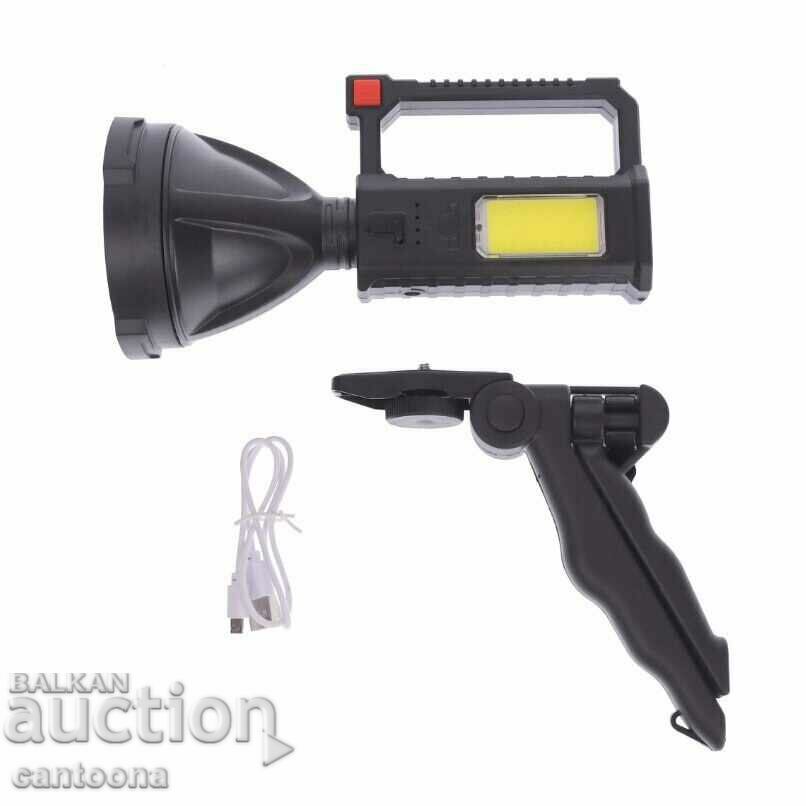 Delivery of LED + COB rechargeable flashlight with tripod BL-832, USB charged Delivery of LED + COB rechargeable flashlight with tripod BL-832, USB charged