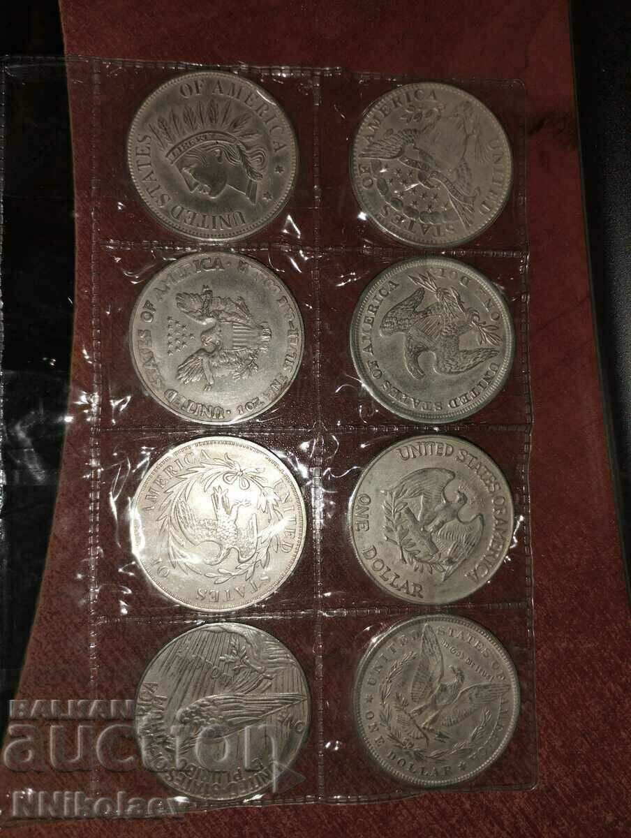 САЩ осем реплики на стари монети от 1 долар