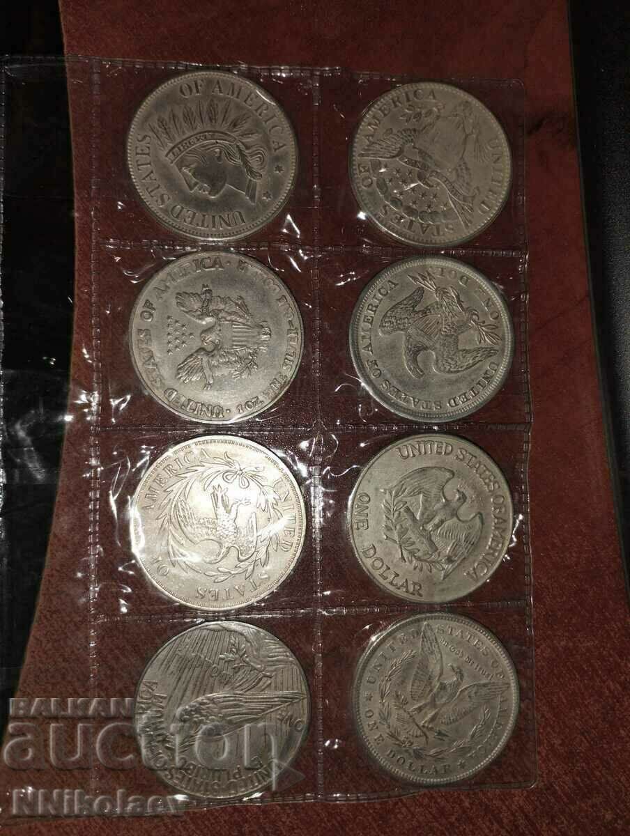 USA eight replicas of old 1 dollar coins