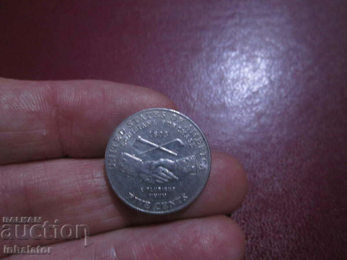 САЩ 5 цента 2004 год буква D -  Покупка Луизиана Юбилейна