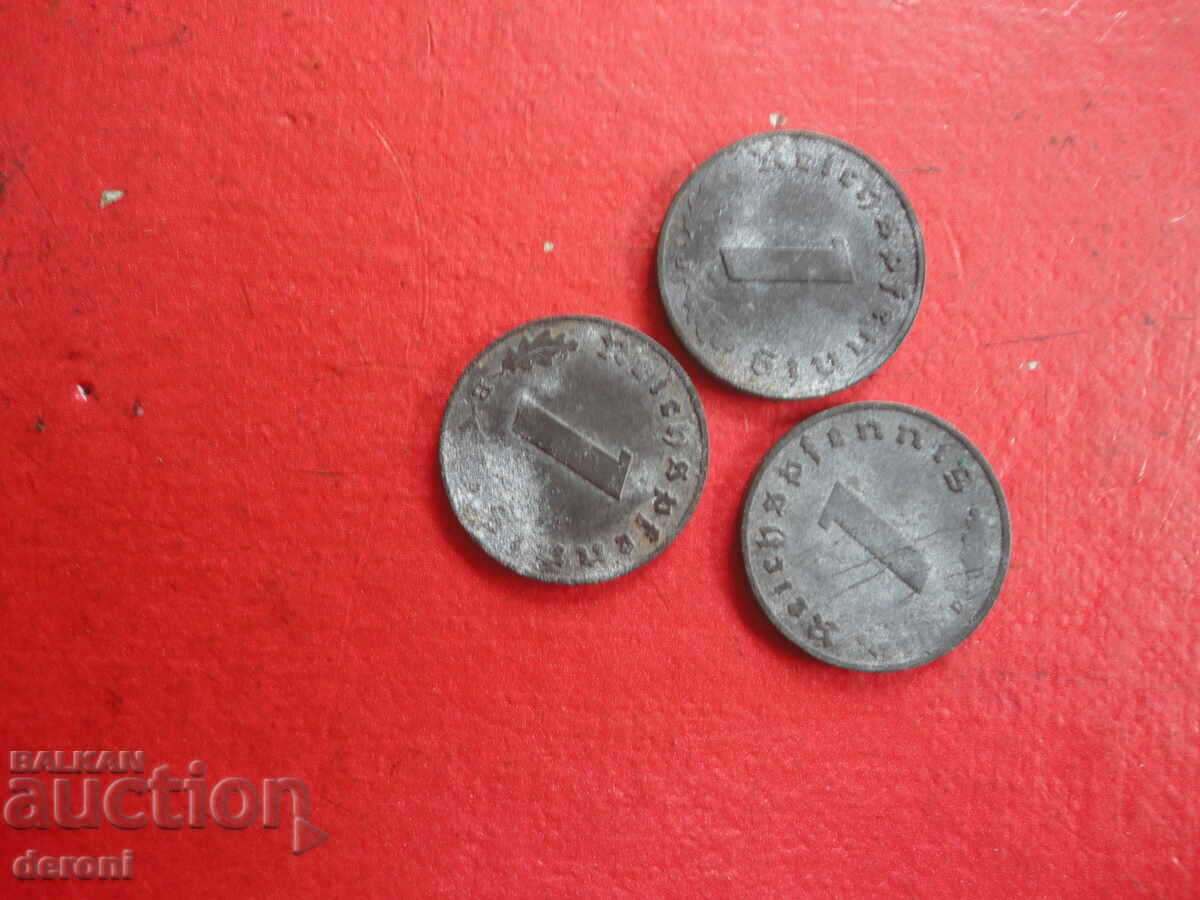 1 Reich Pfenning 3 Reich Lot with price 10.00 BGN | € 5.11 1 Reich Pfenning 3 Reich Lot with price 10.00 BGN | € 5.11