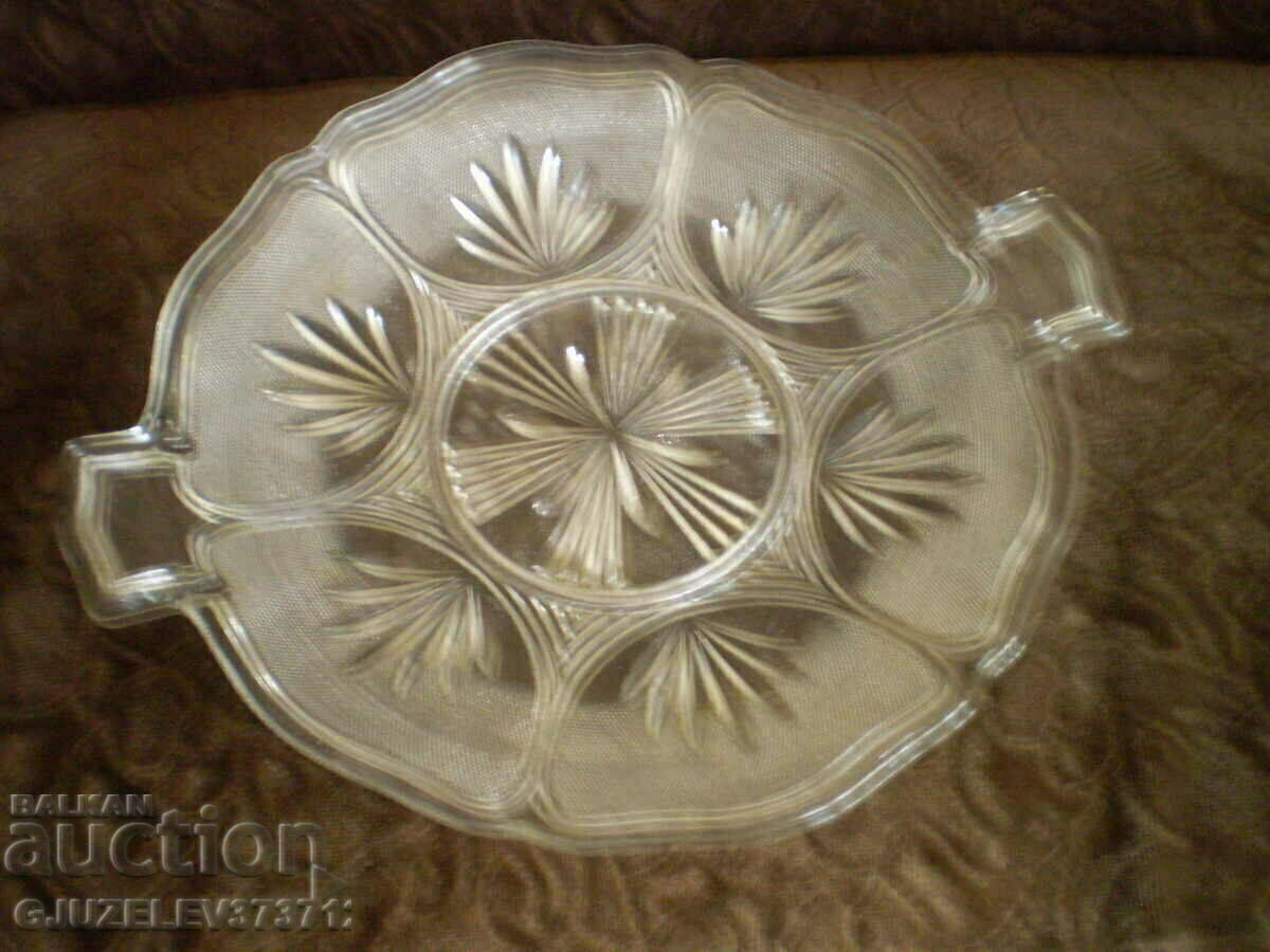 Auction Art Deco cake plate colorless transparent glass Auction Art Deco cake plate colorless transparent glass
